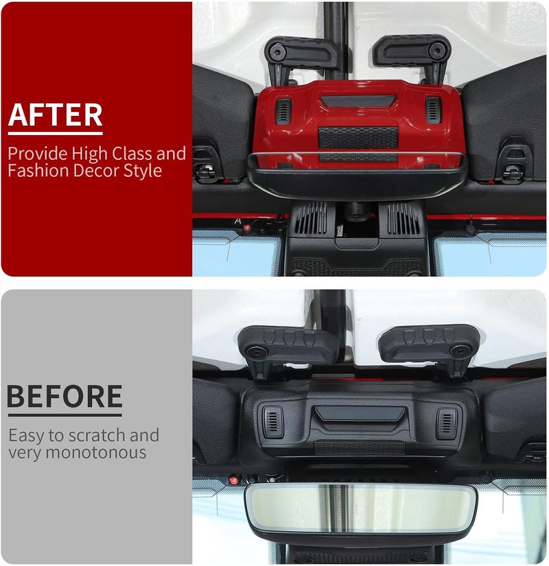 Linskip One-Touch Roof Panel Trim Compatible with 2024 2025 Jeep Wrangler JL 4XE & Gladiator JT, Overhead Feature Decor Cover for Jeep Wrangler Interior Accessories(Red) - Image 4